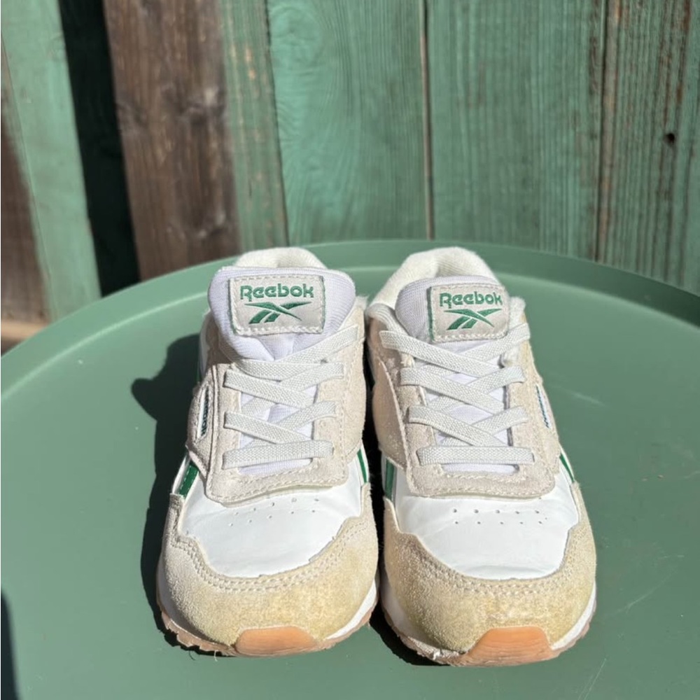 Reebok Kids White, Beige & Green Retro Runner Sneakers - Picture 3 of 6